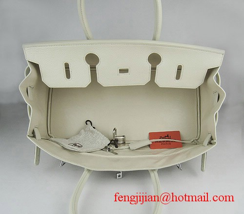 Hermes Birkin 42cm Togo Leather Bag Beige 6109 silver padlock