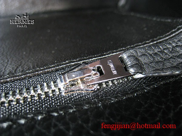 Hermes Kelly 32cm Togo Leather Bag Black 6108 Silver Hardware