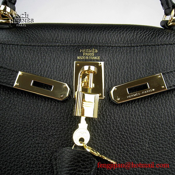 Hermes Kelly 32cm Togo Leather Bag Black 6108 Gold Hardware