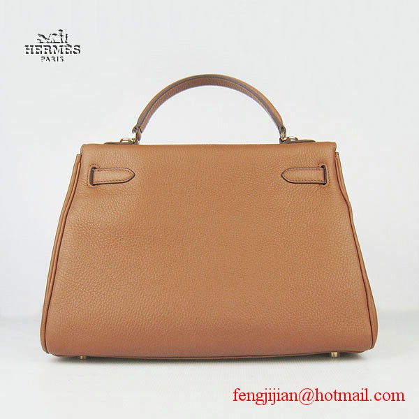 Hermes Kelly 32cm Togo Leather Bag Light Coffee 6108 Gold Hardware