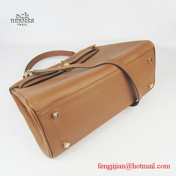 Hermes Kelly 32cm Togo Leather Bag Light Coffee 6108 Gold Hardware