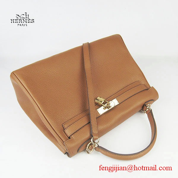 Hermes Kelly 32cm Togo Leather Bag Light Coffee 6108 Gold Hardware