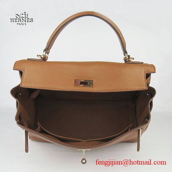 Hermes Kelly 32cm Togo Leather Bag Light Coffee 6108 Gold Hardware