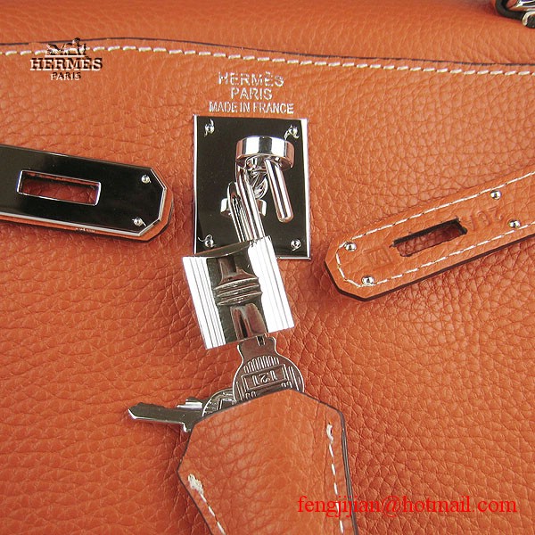 Hermes Kelly 32cm Togo Leather Bag Orange 6108 Silver Hardware