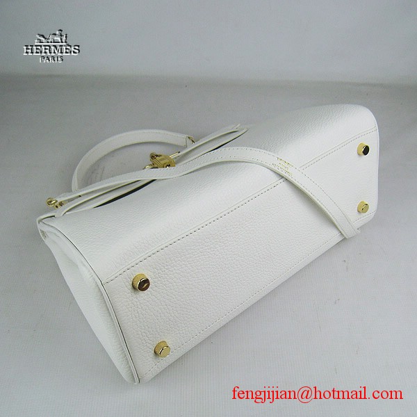 Hermes Kelly 32cm Togo Leather Bag White 6108 Gold Hardware