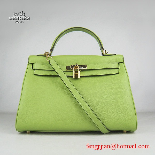 Hermes Kelly 32cm Togo Leather Bag Green 6108 Gold Hardware