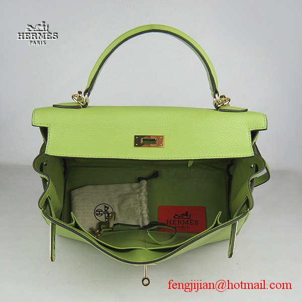 Hermes Kelly 32cm Togo Leather Bag Green 6108 Gold Hardware