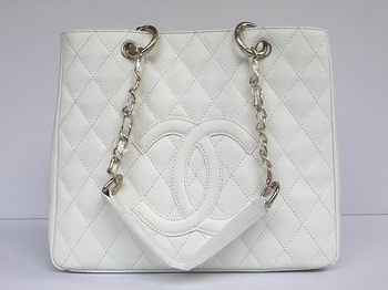 Chanel Quilted CC Tote Bag 35626 White